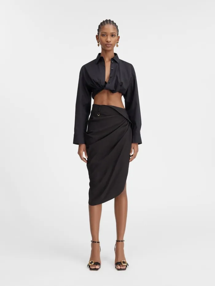 Women Tops and Shirts JACQUEMUS The Bahia Cropped Shirt Black Women Tops and Shirts JACQUEMUS The Bahia Cropped Shirt Black