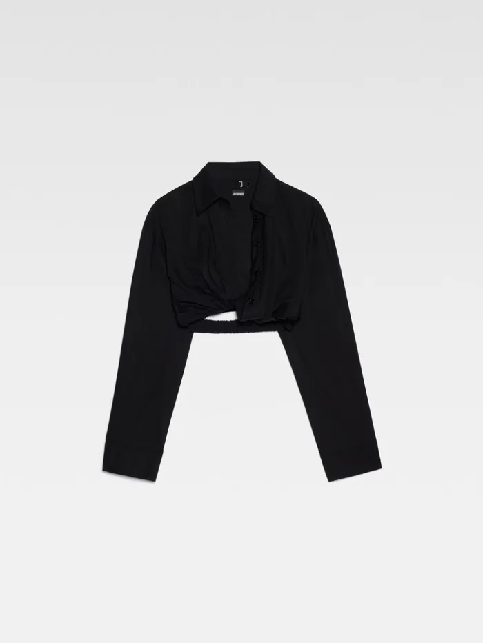 Women Tops and Shirts JACQUEMUS The Bahia Cropped Shirt Black Women Tops and Shirts JACQUEMUS The Bahia Cropped Shirt Black