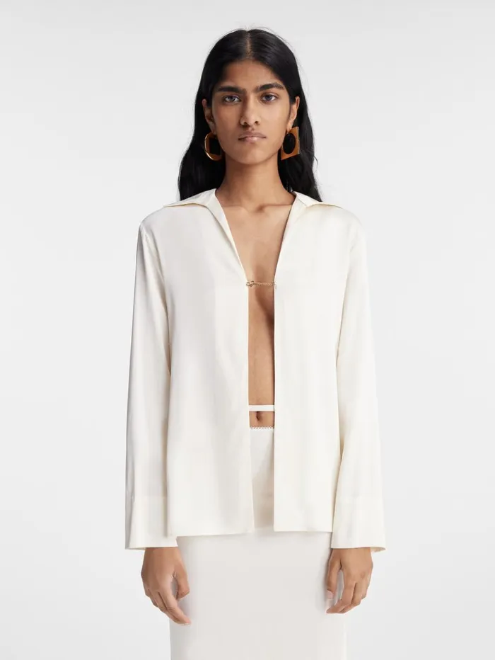Women Tops and Shirts JACQUEMUS The Notte Shirt Offwhite Women Tops and Shirts JACQUEMUS The Notte Shirt Offwhite