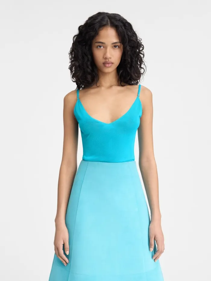Women Tops and Shirts JACQUEMUS The Spallina Knit Turquoise Women Tops and Shirts JACQUEMUS The Spallina Knit Turquoise