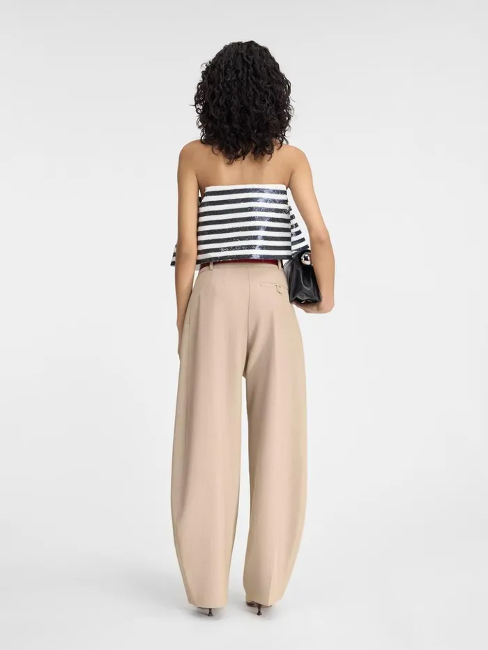 Women Tops and Shirts JACQUEMUS The Spezia Top Embroidered Sequins Stripes Navy White Women Tops and Shirts JACQUEMUS The Spezia Top Embroidered Sequins Stripes Navy White