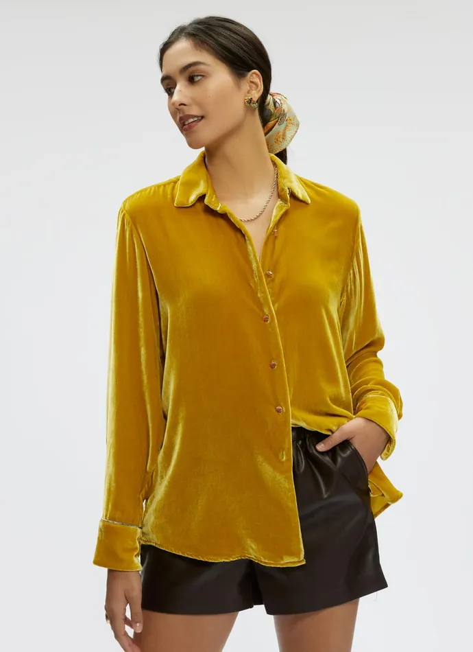 Women Tops Robert Graham CARRIE LONG SLEEVE SHIRT Gold