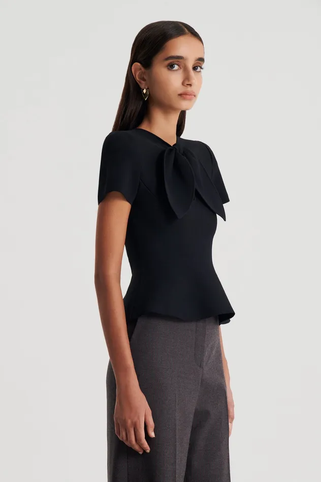 Women Tops Scanlan Theodore CREPE KNIT CRAVAT TOP BLACK Women Tops Scanlan Theodore CREPE KNIT CRAVAT TOP BLACK