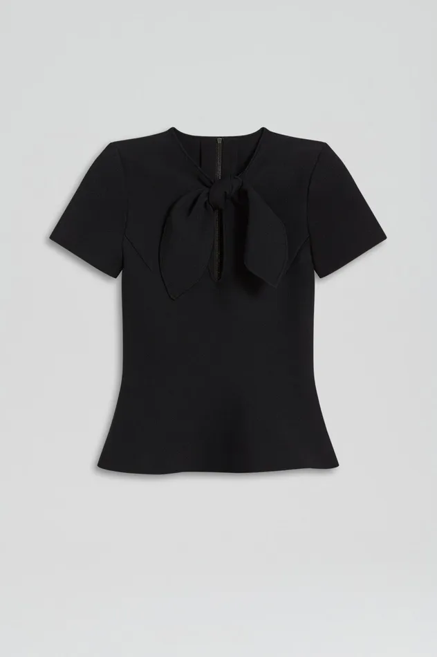 Women Tops Scanlan Theodore CREPE KNIT CRAVAT TOP BLACK Women Tops Scanlan Theodore CREPE KNIT CRAVAT TOP BLACK