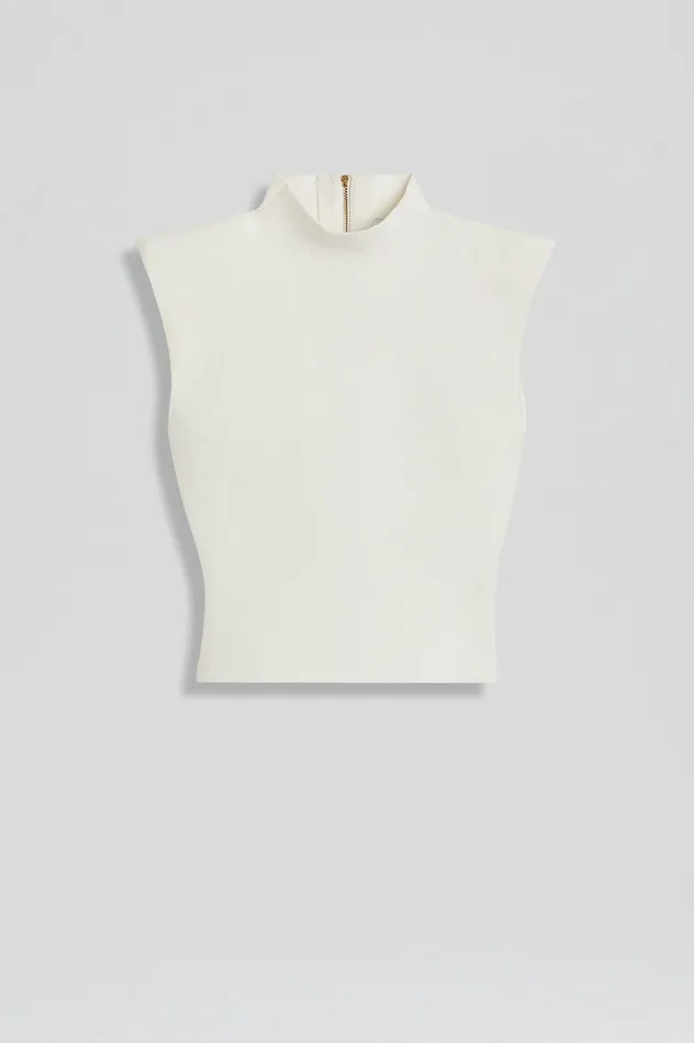 Women Tops Scanlan Theodore CREPE KNIT MILANO SLVLSS TOP CREAM Women Tops Scanlan Theodore CREPE KNIT MILANO SLVLSS TOP CREAM