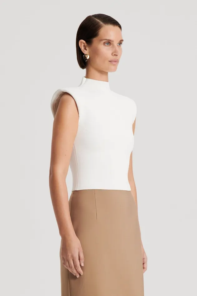 Women Tops Scanlan Theodore CREPE KNIT MILANO SLVLSS TOP CREAM Women Tops Scanlan Theodore CREPE KNIT MILANO SLVLSS TOP CREAM