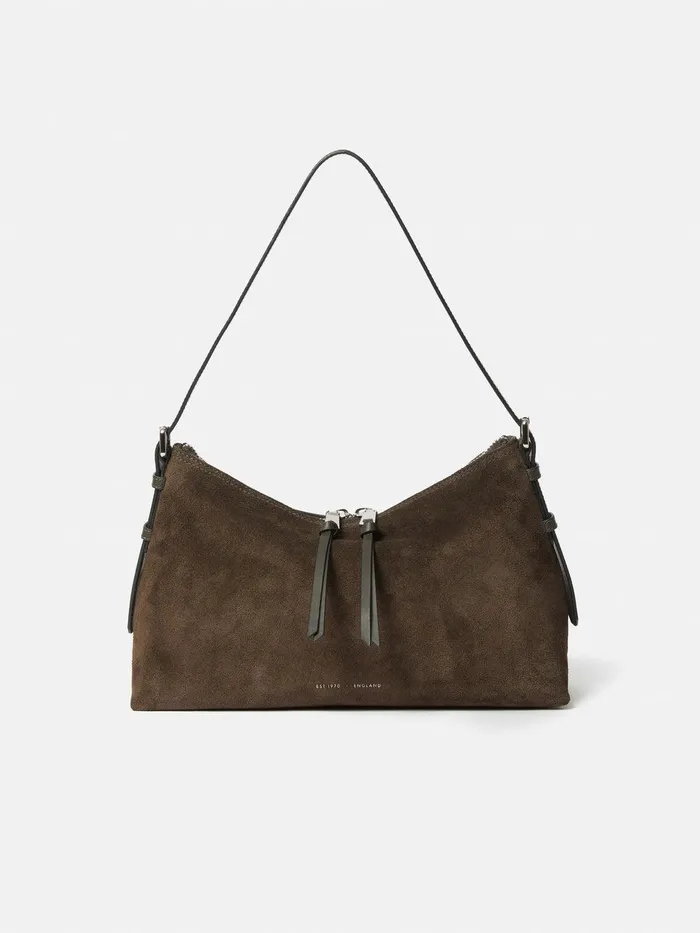 Women Trafalgar Suede Shoulder Bag Khaki Jigsaw Bags