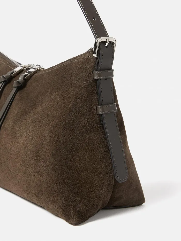 Women Trafalgar Suede Shoulder Bag Khaki Jigsaw Bags