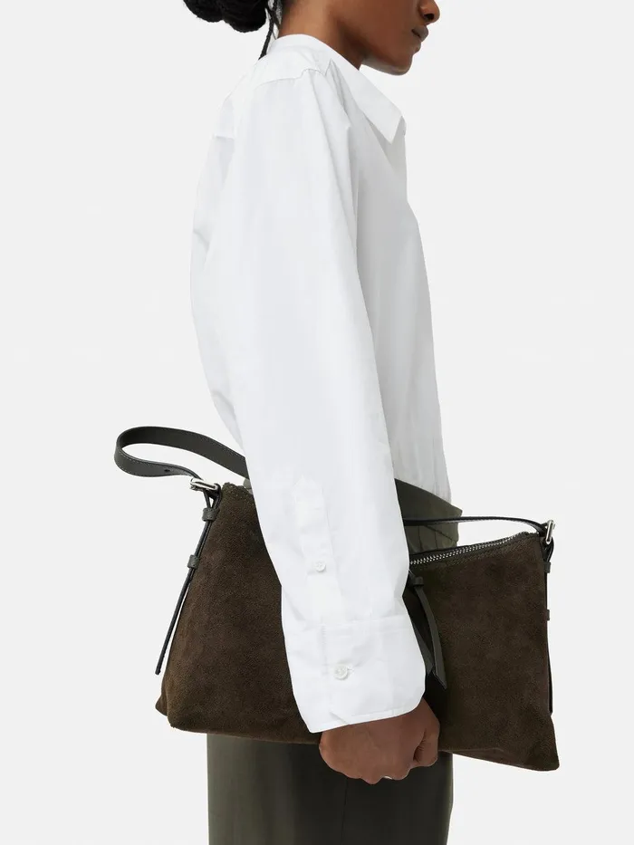 Women Trafalgar Suede Shoulder Bag Khaki Jigsaw Bags