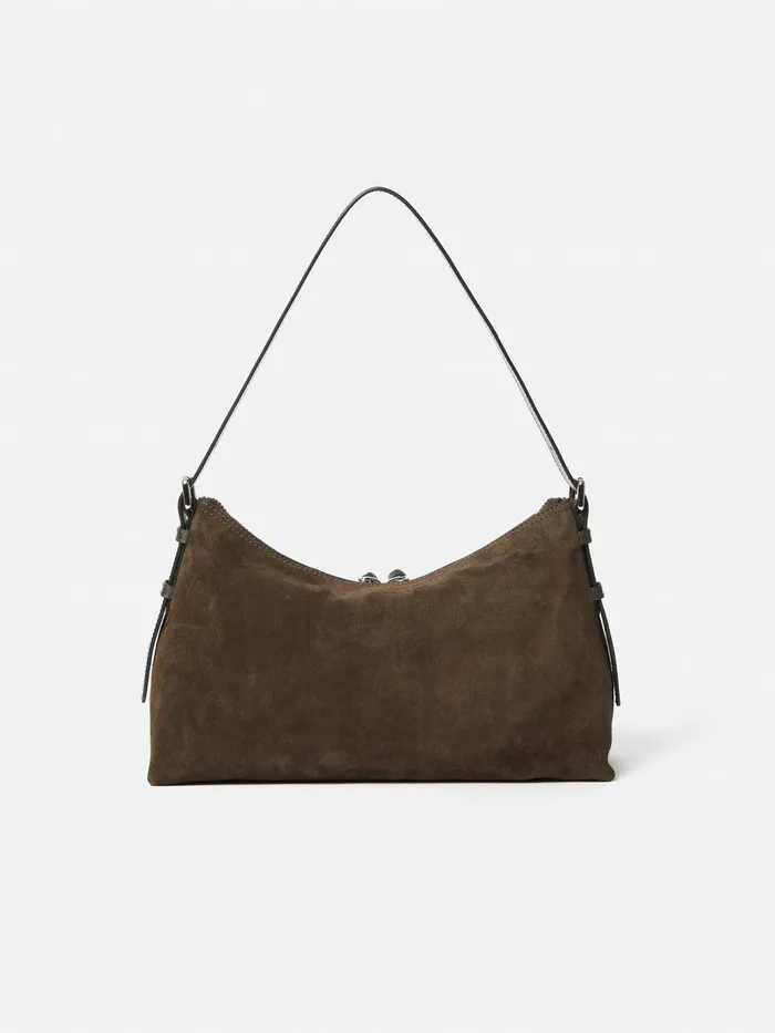 Women Trafalgar Suede Shoulder Bag Khaki Jigsaw Bags