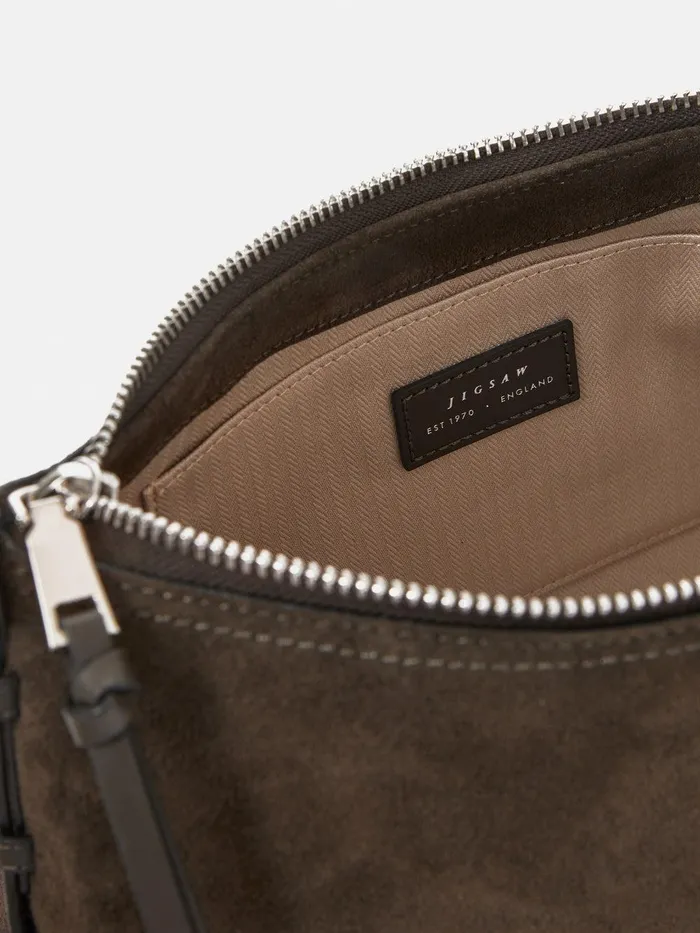 Women Trafalgar Suede Shoulder Bag Khaki Jigsaw Bags