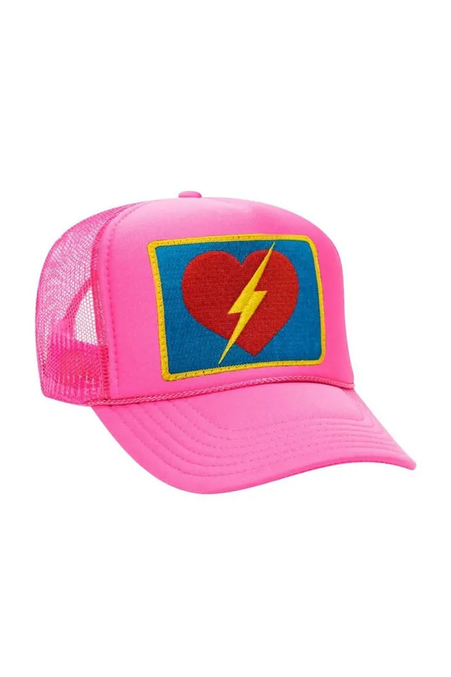Women Trucker Hats Aviator Nation VINTAGE BOLT HEART TRUCKER HAT
