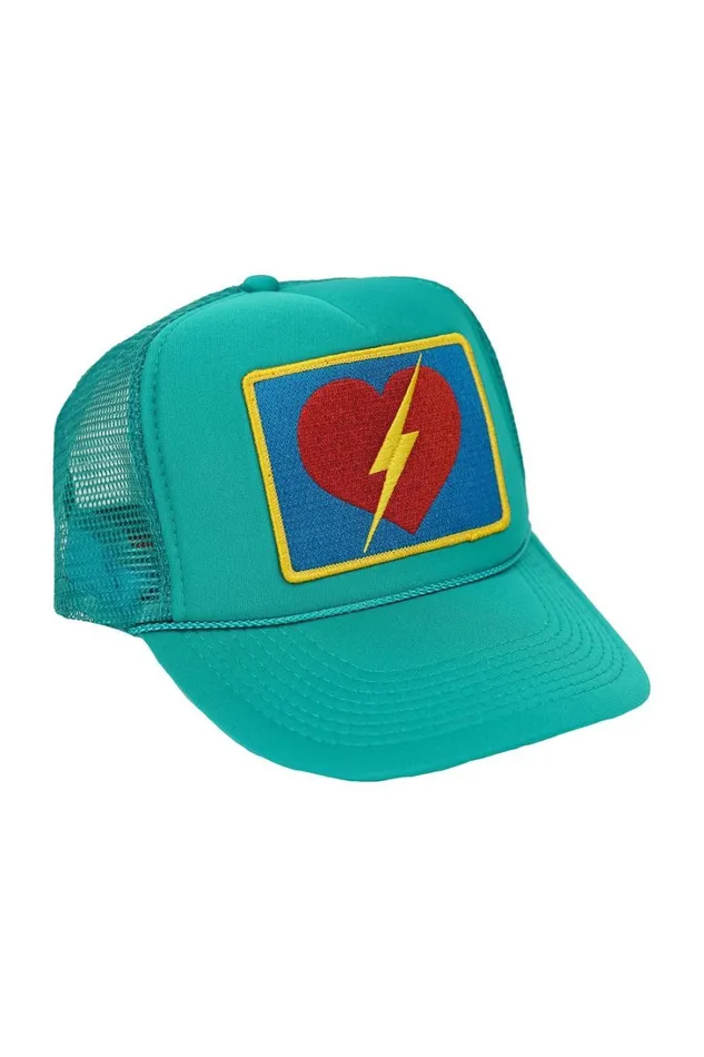 Women Trucker Hats Aviator Nation VINTAGE BOLT HEART TRUCKER HAT Women Trucker Hats Aviator Nation VINTAGE BOLT HEART TRUCKER HAT