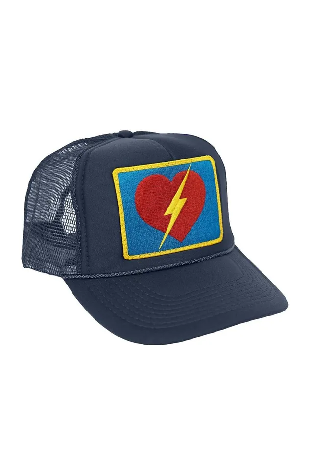 Women Trucker Hats Aviator Nation VINTAGE BOLT HEART TRUCKER HAT Women Trucker Hats Aviator Nation VINTAGE BOLT HEART TRUCKER HAT