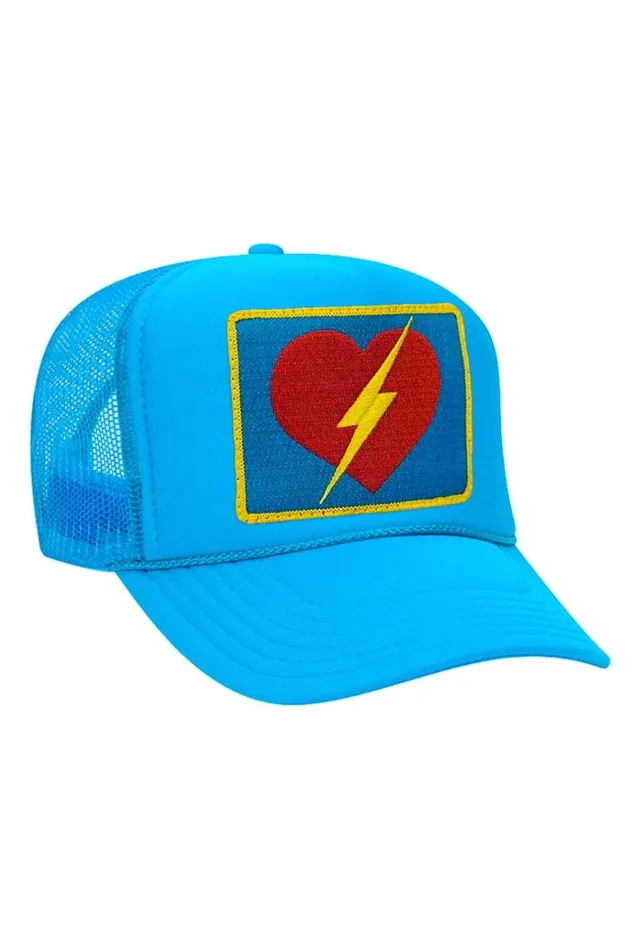 Women Trucker Hats Aviator Nation VINTAGE BOLT HEART TRUCKER HAT Women Trucker Hats Aviator Nation VINTAGE BOLT HEART TRUCKER HAT