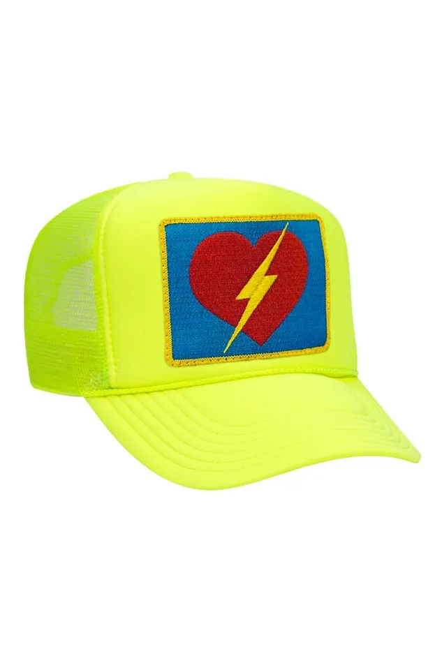 Women Trucker Hats Aviator Nation VINTAGE BOLT HEART TRUCKER HAT Women Trucker Hats Aviator Nation VINTAGE BOLT HEART TRUCKER HAT