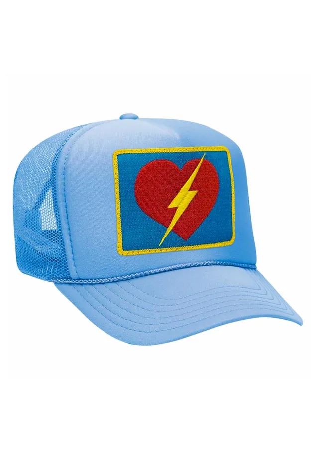 Women Trucker Hats Aviator Nation VINTAGE BOLT HEART TRUCKER HAT Women Trucker Hats Aviator Nation VINTAGE BOLT HEART TRUCKER HAT