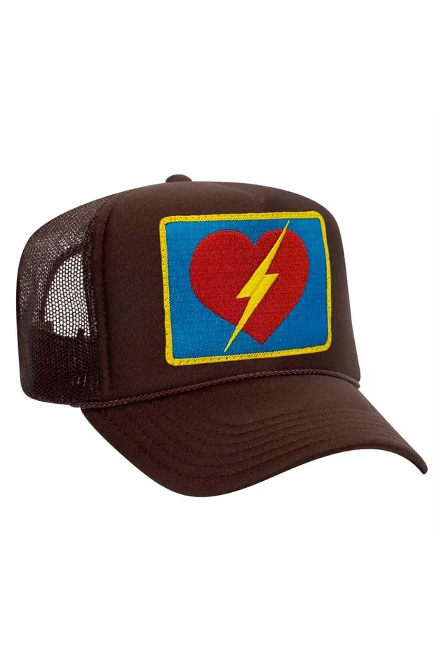 Women Trucker Hats Aviator Nation VINTAGE BOLT HEART TRUCKER HAT Women Trucker Hats Aviator Nation VINTAGE BOLT HEART TRUCKER HAT