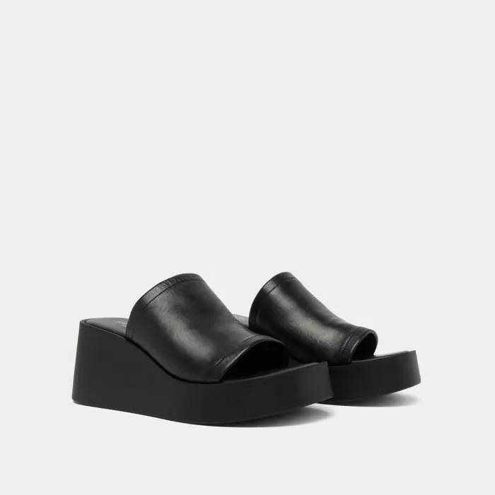 Women Wedge Mules Black JONAK Mules Clogs