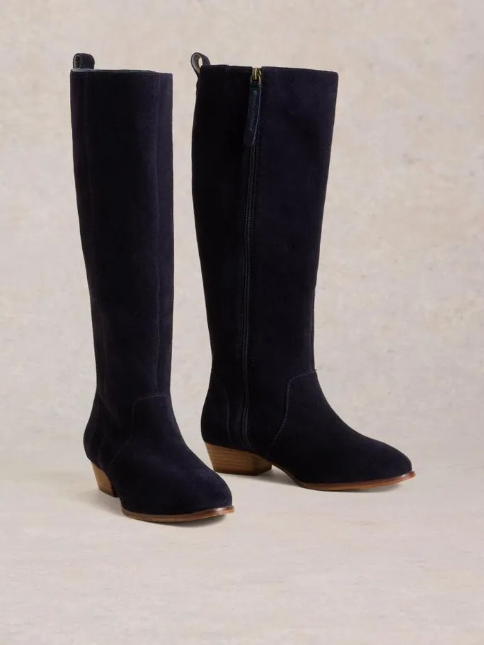 Women Wide Fit Suede Knee High Boot Dark Navy White Stuff Boots