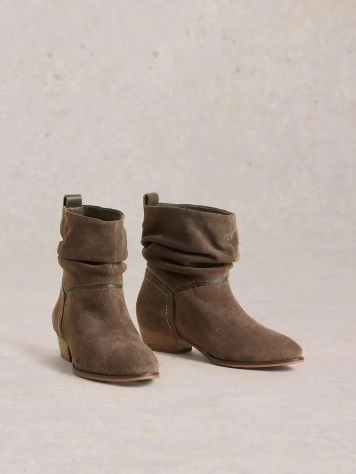 Women Willow Slouch Boot Khaki Green White Stuff Boots