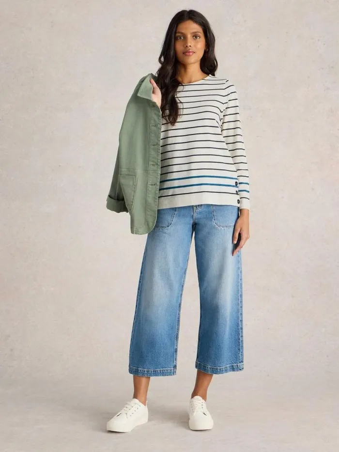 Women WILLOW STRIPE LS TOP White Multi White Stuff Tops and Tees