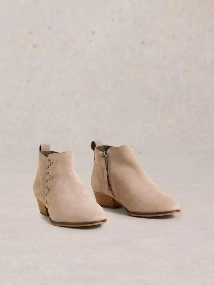Women Willow Stud Ankle Boot Light Grey White Stuff Boots