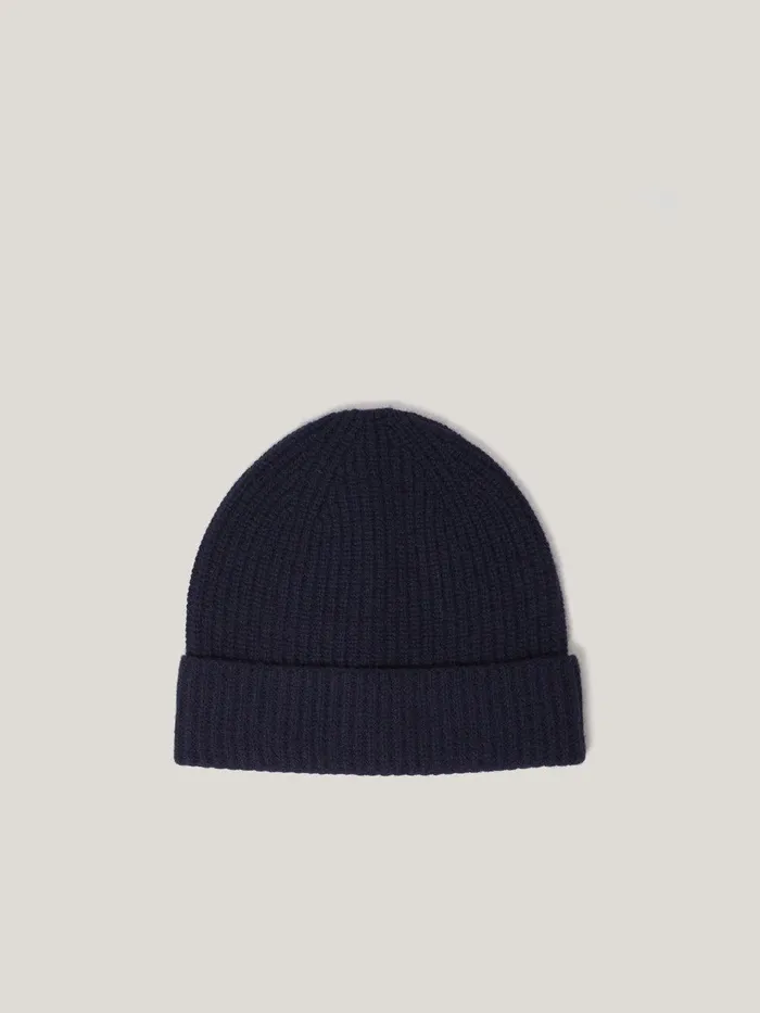 Women Wool Cashmere Blend Beanie Navy Jigsaw Knitwear and Cashmere