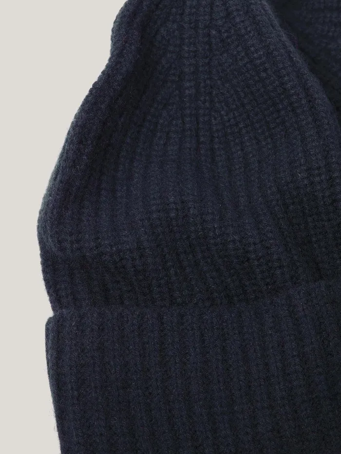 Women Wool Cashmere Blend Beanie Navy Jigsaw Knitwear and Cashmere