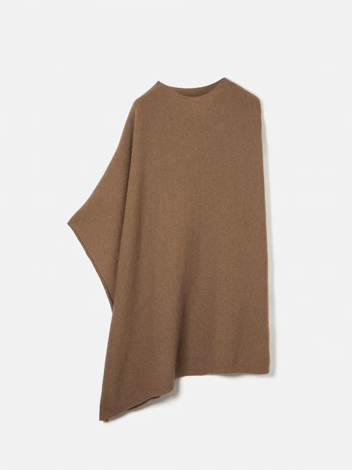 Women Wool Cashmere Blend Drape Poncho Camel Jigsaw Knitwear and Cashmere