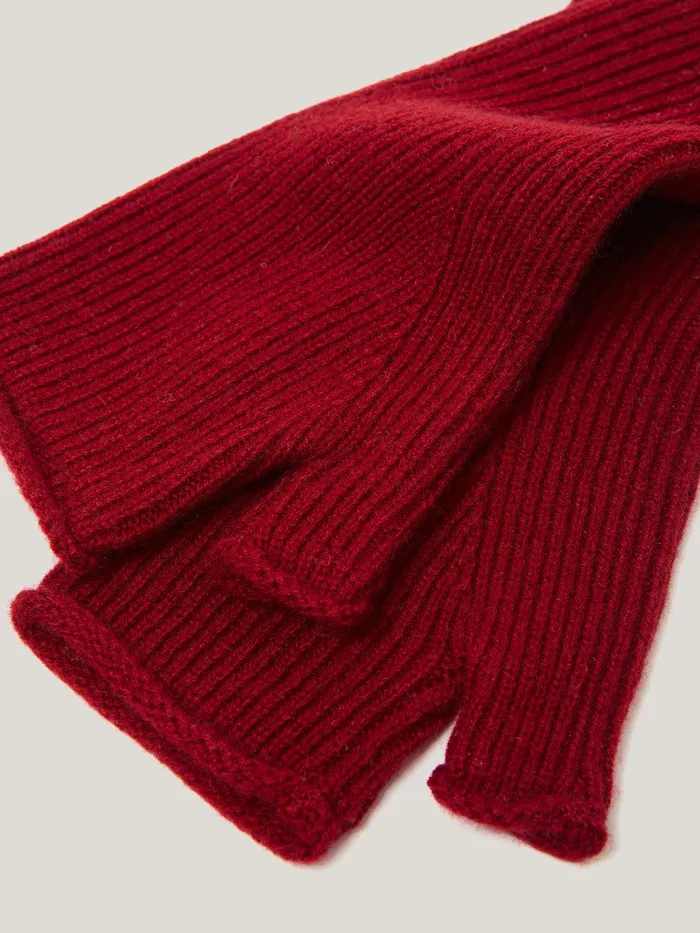 Women Wool Cashmere Blend Mittens Red Jigsaw Hats and Gloves