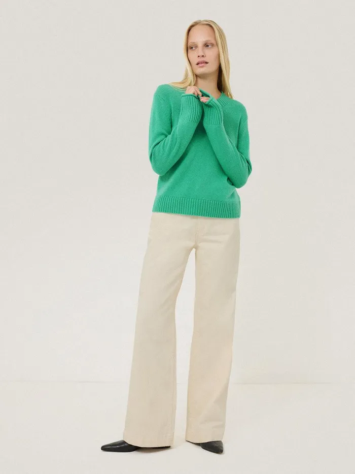 Women Wool Cashmere Blend V Neck Green Jigsaw Knitwear and Cashmere