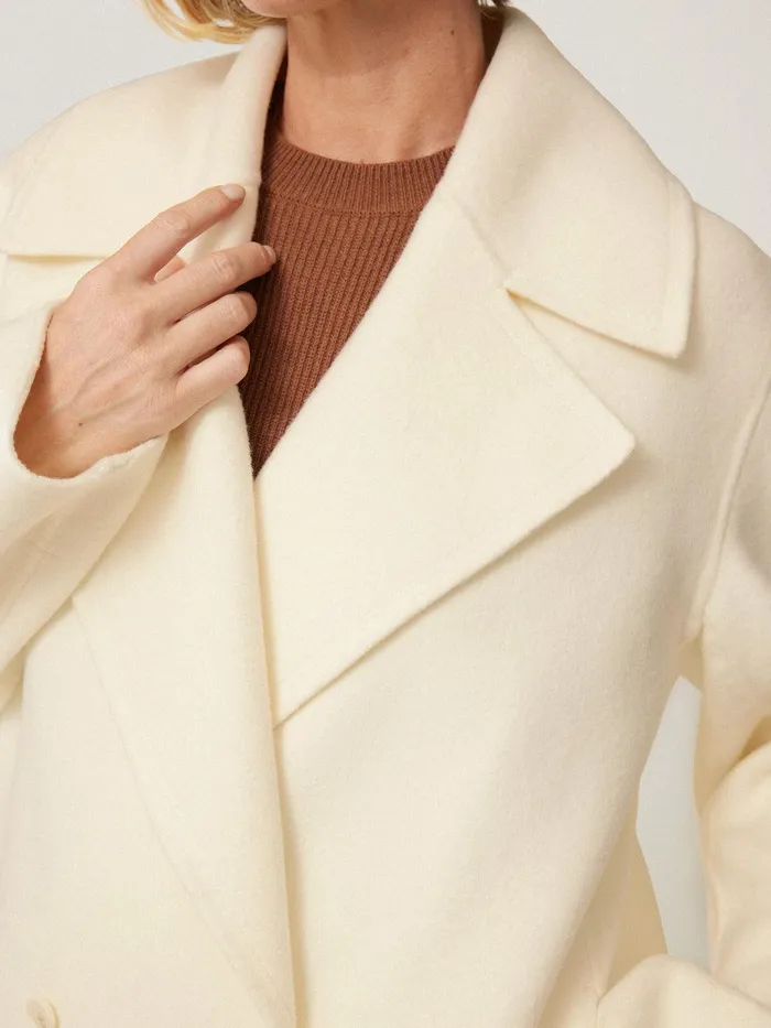 Women Wool Double Faced Short Coat Ivory Jigsaw Coats and Jackets
