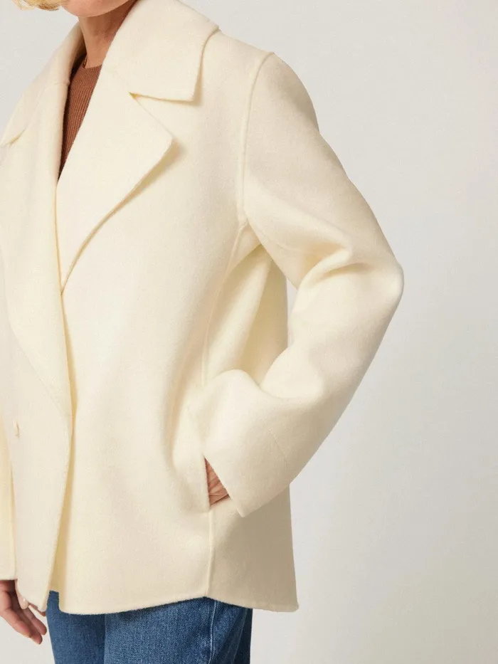 Women Wool Double Faced Short Coat Ivory Jigsaw Coats and Jackets