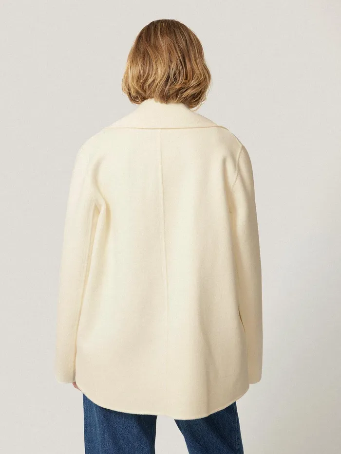 Women Wool Double Faced Short Coat Ivory Jigsaw Coats and Jackets