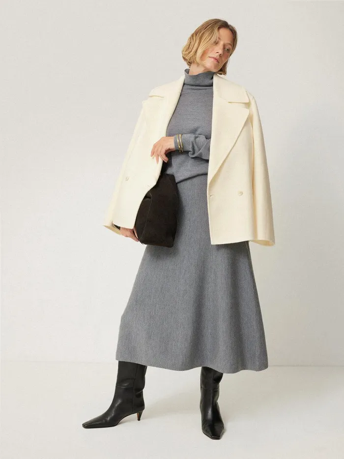Women Wool Double Faced Short Coat Ivory Jigsaw Coats and Jackets
