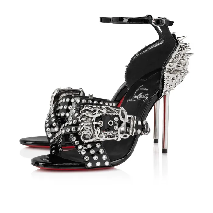 Women Wosandal Pic 100 Mm Sandals 8211 Patent Leather And Spikes 8211 Black Christian Louboutin Sandals and Slides Women Wosandal Pic 100 Mm Sandals 8211 Patent Leather And Spikes 8211 Black Christian Louboutin Sandals and Slides
