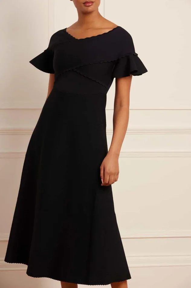 Wrap Front Knit Gown Black Women Needle and Thread Dresses