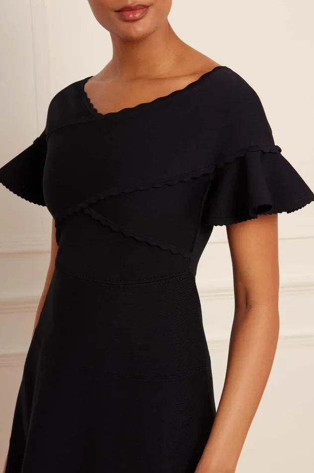 Wrap Front Knit Gown Black Women Needle and Thread Dresses